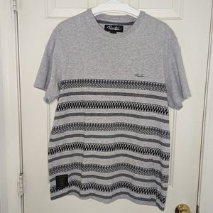 Primitive Worldwide Apparel‎ Grey With Black Print Stripes T-shirt Men's XL