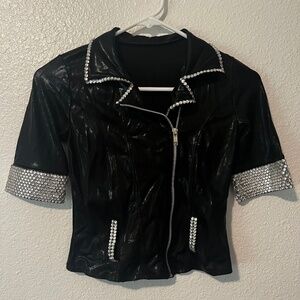 Jazz dance costume rhinestoned jacket