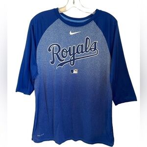 Nike Royals  3/4 Length Raglan Sleeve Baseball Jersey Royal Blue Adult Lg