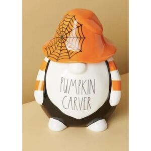 New Rae Dunn Gnome Pumpkin Carver Cookie Jar‎ Canister Halloween 11" Large