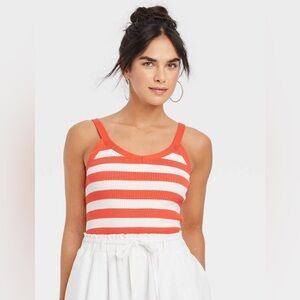 NWT Universal Threads orange and white striped sweater tank top women’s size M