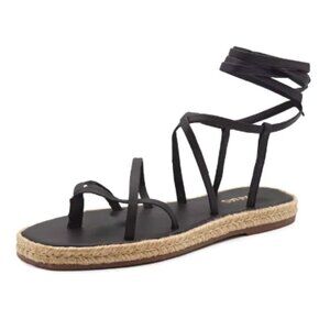 Kaanas Kluang Black Ankle-Wrap Espadrille Sandal Women's size 9