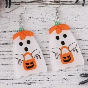 TRICK OR TREAT GHOST halloween fun whimsical novelty earrings