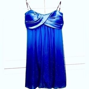 Beautiful strapless blue ombre women’s dress. Sparkly lace. Lined