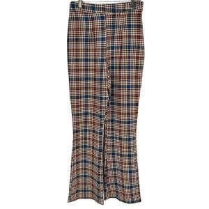 Nasty Gal Pull-on Plaid Flare Leg pants Women's size 4