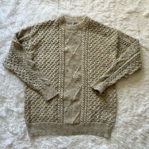 VTG Aelfric Eden Men's Fisherman Chunky Cable Beige Confetti Knit Sweater Size L