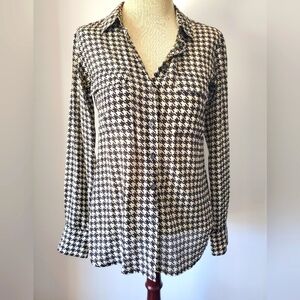 BABATON 100% silk houndstooth  blouse. Size xs