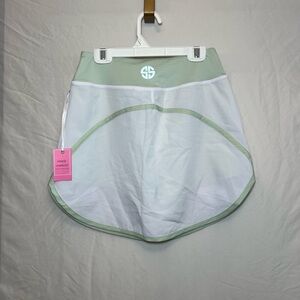 Simply Southern Tennis Skirt - Built-in Shorts - White/Green - Sizes S,M,L - NWT