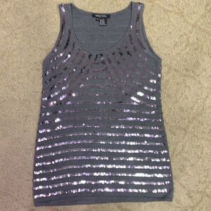 Shimmering Etcetera Women’s XS Sequenced Sweater Gray Tank Top