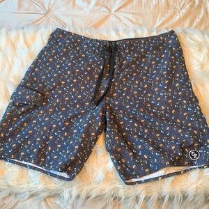 Ezekiel Shorts Mens Size 33 Blue Flower Floral Board Shorts Swim Trunks