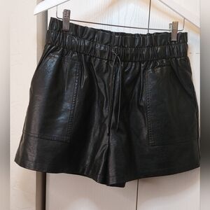 Faux Leather Lined High Waisted Wide Leg Black Soft Shorts SizeXL NWT Party Date