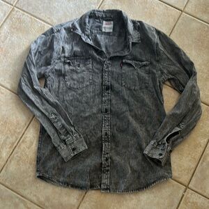 Levi's Black Acid Wash Denim Chambray Button Up Shirt Men's size L