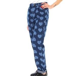 Lazy Oaf heart burn all over print jeans 28