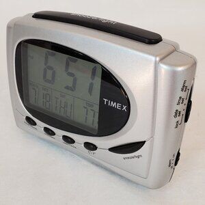 Travel Alarm Clock Time Day Date Temperature Snooze AAA Batteries. Timex Indiglo