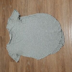 (S) Antistar Striped T-Shirt Casual Split Hem Coastal Cowgirl Loungewear Light