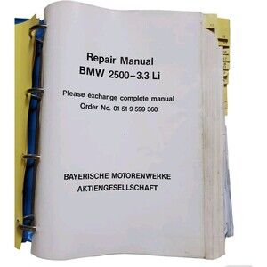 BMW Repair Manual 2500-3.3 Li 01519599360 Printed In Germany Ring Binder Pages