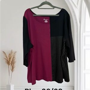 * PERFECT for FALL!! BLACK & WINE 3/4 SLEEVE TOP  PLUS: 26/28