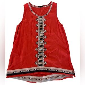 THML Orange tribal embroidery sleeveless tank M