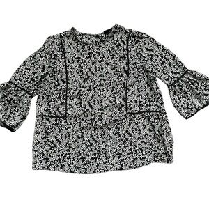 Who What Wear black white and gray floral blouse XL