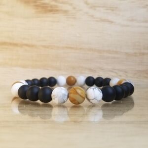 Tiger Skin Jasper & Howlite Onyx Stretch Bracelet