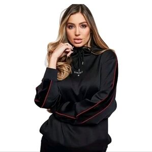 SIKSILK women's Imperial Hoodie in Black/red size 8 -NWOT