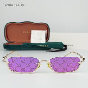 BRAND NEW Gucci GG1278S 005 Gold Violet Rectangle Unisex Sunglasses GG 1278S