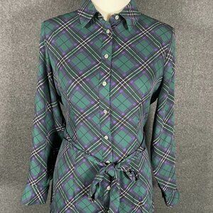 UNTUCKIT Devon Tartan Plaid Shirtdress Button Down Preppy 50's Academia