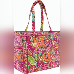 Vera Bradley XL Get Carried Away Pink Swirls Tote, Retired Bag & Retro Pattern