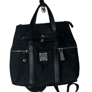 Henri Bendel Jetsetter Top Handle Travel Backpack Purse Bag Solid Black *READ*