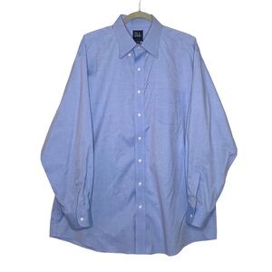 Jos. A. Bank Men's Traveler Blue Button Down Shirt 100% Cotton size 17.5-35