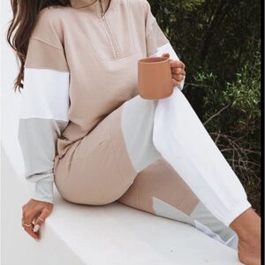 Helen Owen x Feat Half Zip - Tri Colorblock joggers