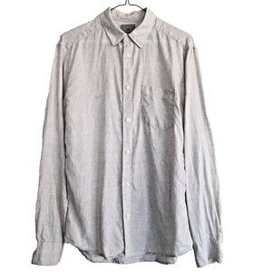 H&M 100% LINEN Long Sleeve Button Down Shirt Beige Small $JUNE DEAL$ SUMMER