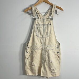 Hollister Overalls Shorts Yellow Denim Wash Size S/P