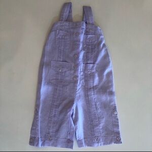 Girls Guayabera Style Lavender Jumpsuit 100% Linen Size 0T = 6-12 Months