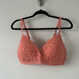 Aerie Women Pink Floral Lace Bra Plus Size 38C