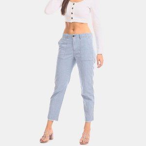 GAP High Rise Straight Khaki Indigo Stripe Ankle Pants 12