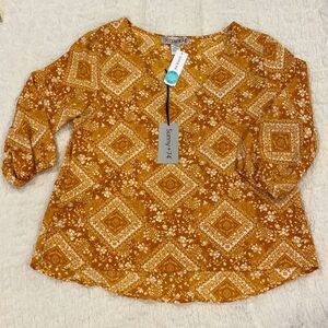 NWT Sunny + 74 Mustard Alondra Top Size XL