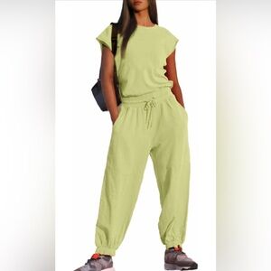 Casual One Piece Jumpsuits Loose Open Back Workout Onesie Outfits With Pockets