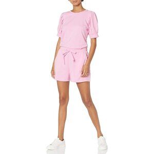 New Daily Ritual Romper Shorts Pink Short Sleeves Puff Sleeve XL Extra Large