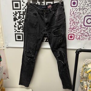 Damati Upscale Exclusive - Distressed Black Jeans Size 34