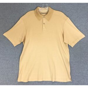 Tommy Bahama Polo Shirt Mens Small Beige Silk Blend Golf Short Sleeve Preppy