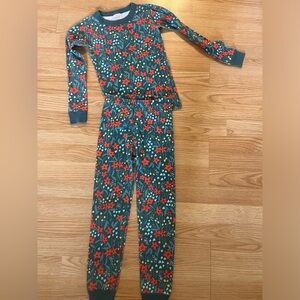 Hanna Andersson 100% Organic Cotton  Long John Pajama Set Poinsettia Flowers 6/7