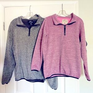 NWOT Women’s Set of 2 Fleece Outerwear 1/4 Zip Up Sweatshirts Medium M Pink Gray