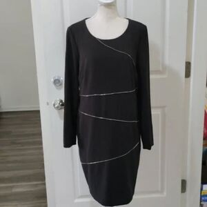 Tribal Womens Black Zipper Long Sleeve Shift Dress