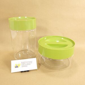 Vintage Pyrex Glass Canisters Set of 2 Avocado Green