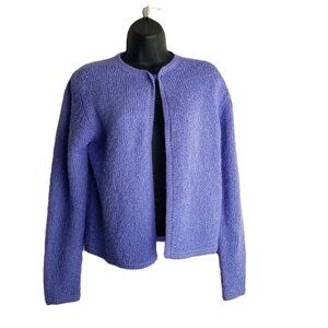 Tanner Women’s Medium Lavender Wool Blend Open Front Knit Sweater, Vintage