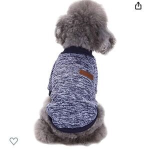 Jecikelon Dog Clothes Soft Thickening Warm Shirt Winter Sweater (Navy Blue, M)