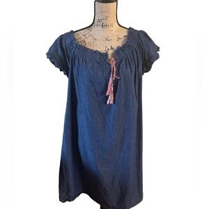 Wrapper Denim Chambray Off Shoulder Dress, Size 2X