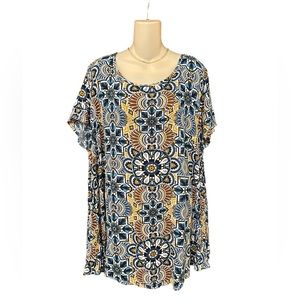 MISIA PLUS Geometric Print Top‎