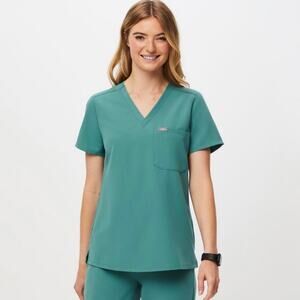 FIGS Green Catarina One Chest Pocket V-Neck Scrub Top Sz. XXS